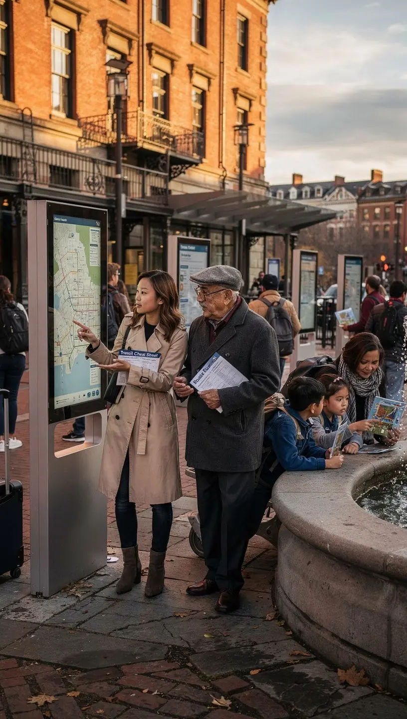Schemat połączeń między różnymi środkami transportu publicznego.