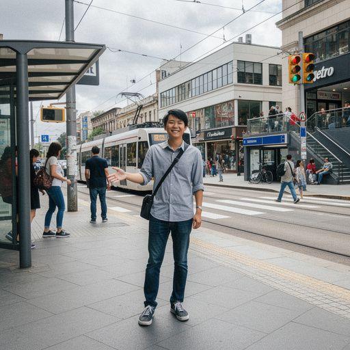 Osoba przeglądająca podróżny przewodnik po transporcie publicznym.